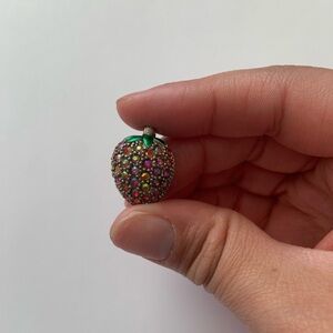 Vintage Laila Rowe red rhinestone strawberry brooch